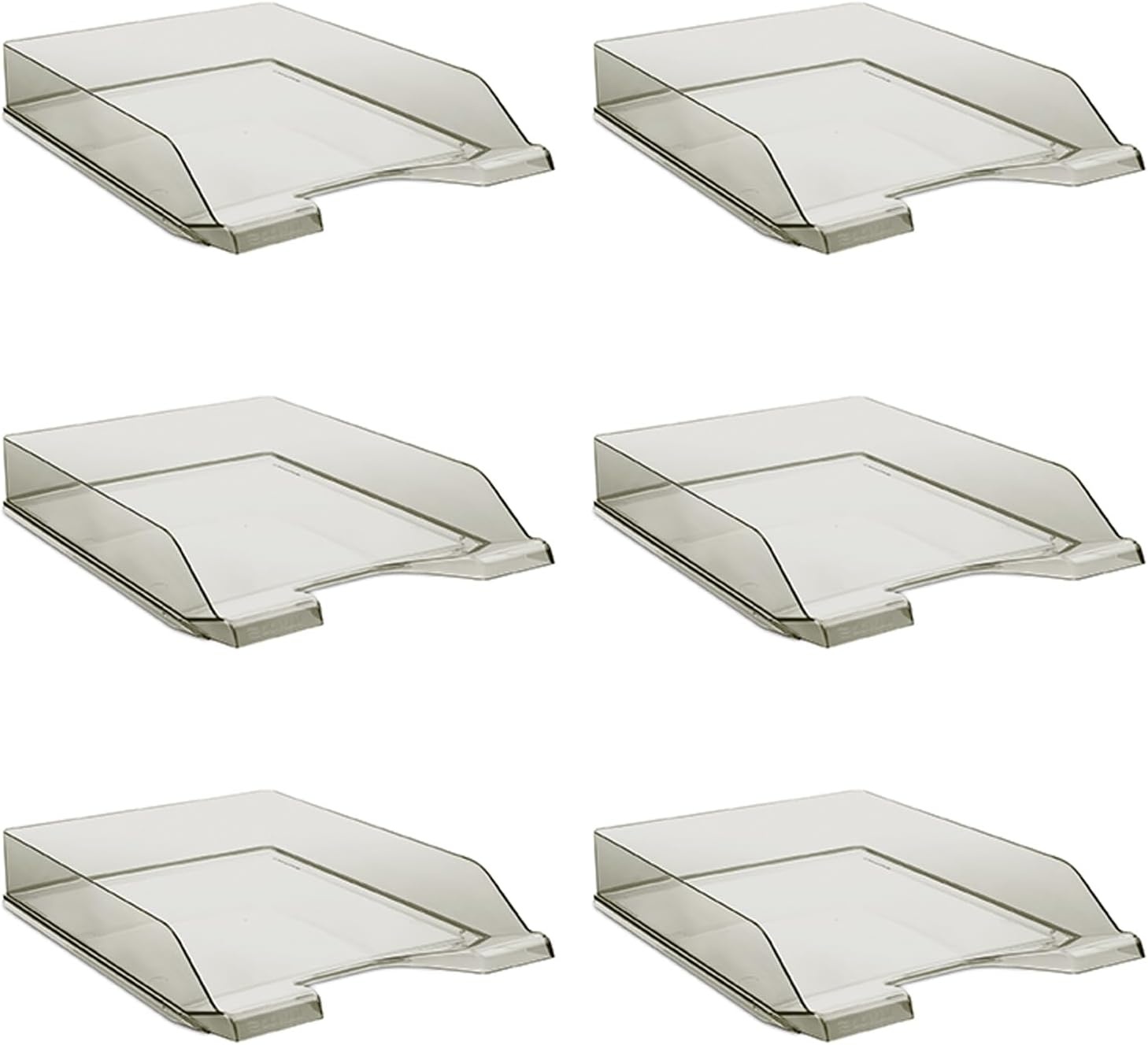DONAU Brievenbak standaard transparant blauw / 6 stuks - A4 / brievenmand moderne en stapelbare plank/transparant glashelder/bureaublad/polystyreen