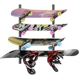 DEYOFA Skateboard Wandrek - 4 Lagen - Zwart - Ruimtebesparend Wandmontage Systeem