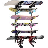 DEYOFA Skateboard Wandrek - 4 Lagen - Zwart - Ruimtebesparend Wandmontage Systeem
