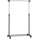 Amazon Basics Kledingrek op wielen, chroom, 91,5-145 x 42 x 134-161 cm