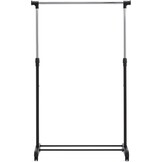 Amazon Basics Kledingrek op wielen, chroom, 91,5-145 x 42 x 134-161 cm