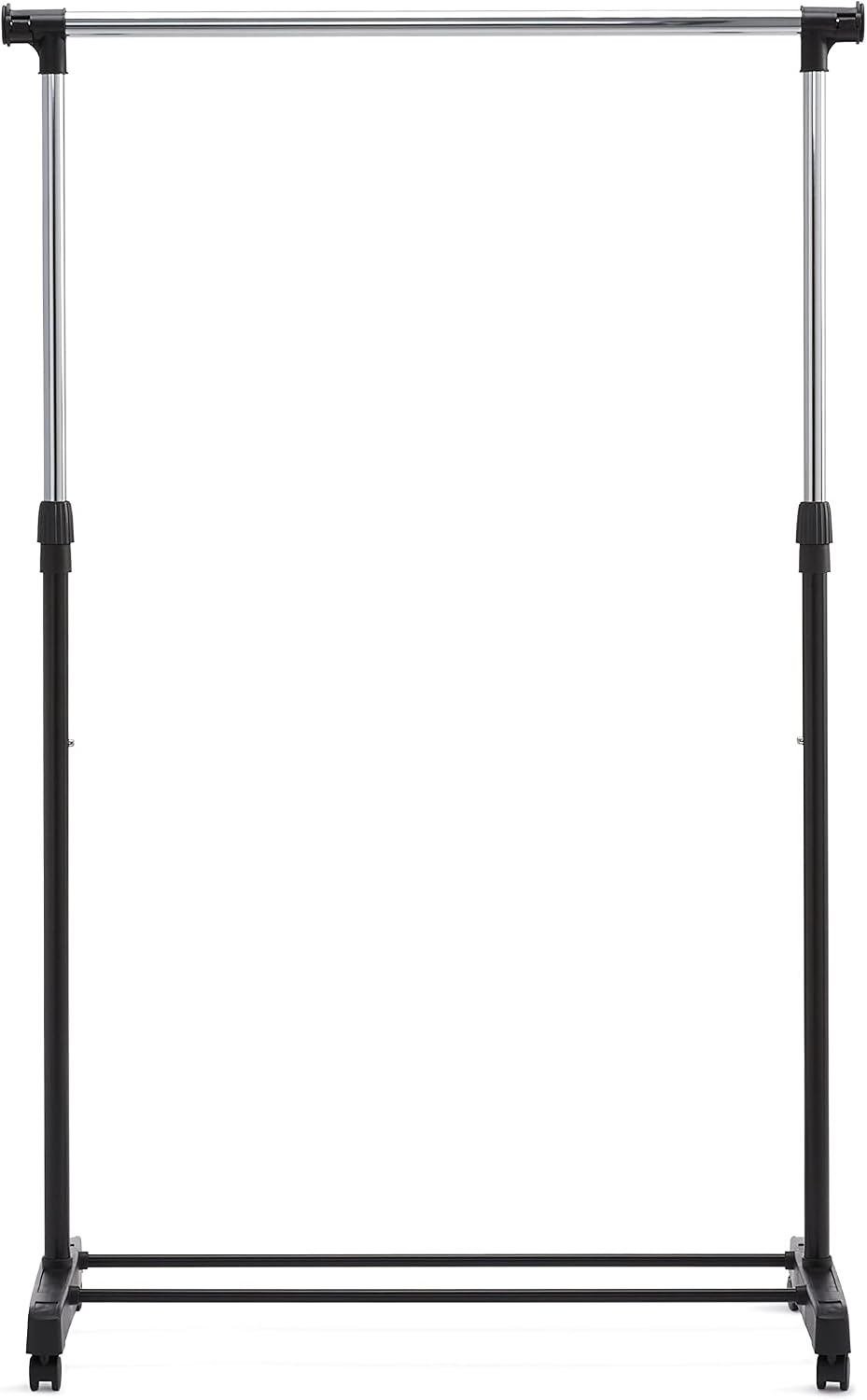 Amazon Basics Kledingrek op wielen, chroom, 91,5-145 x 42 x 134-161 cm