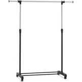 Amazon Basics Kledingrek op wielen, chroom, 91,5-145 x 42 x 134-161 cm