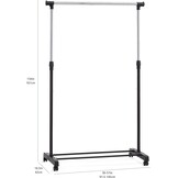 Amazon Basics Kledingrek op wielen, chroom, 91,5-145 x 42 x 134-161 cm