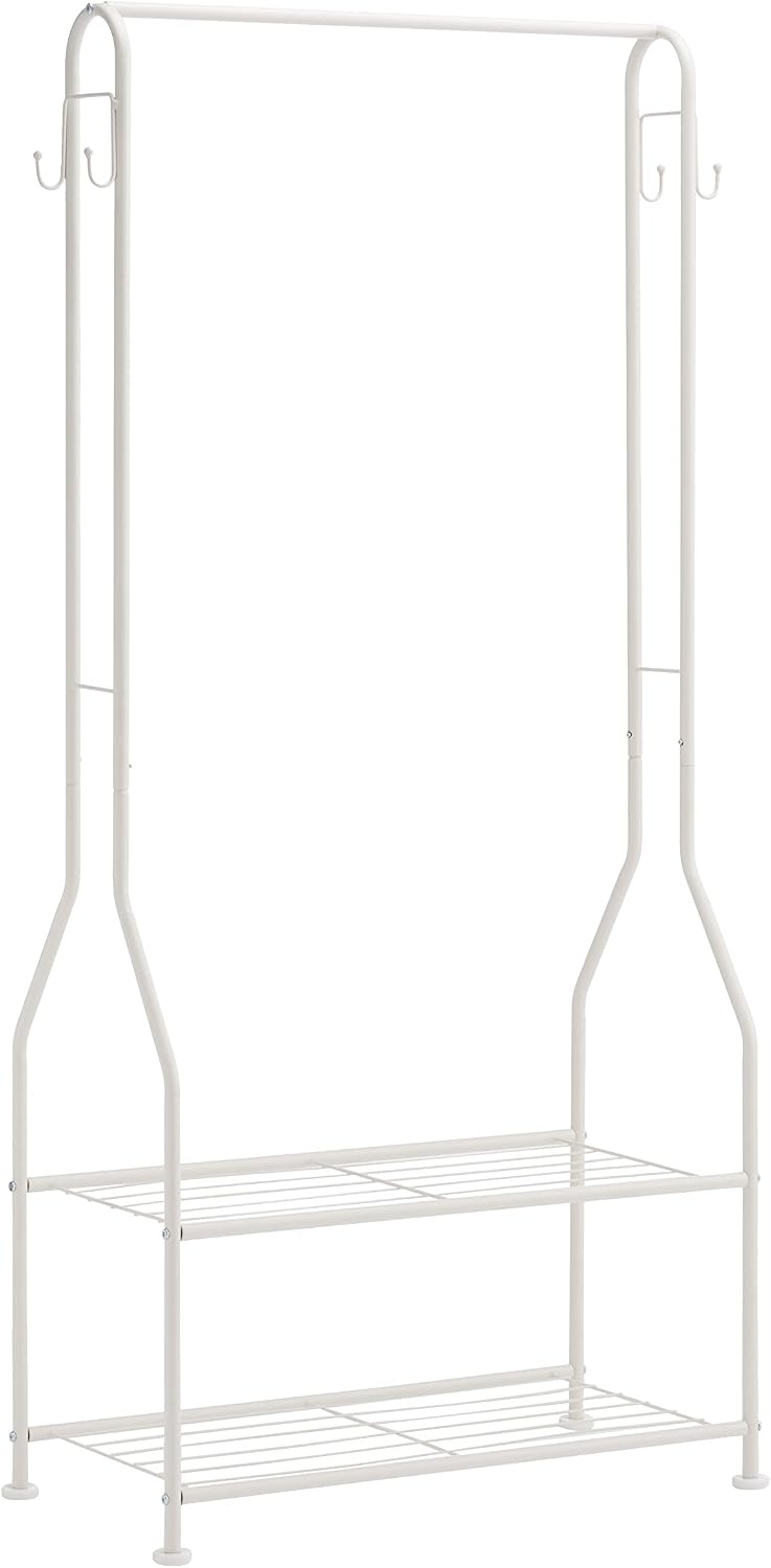 Amazon Basics Kledingrek op wielen, chroom, 91,5-145 x 42 x 134-161 cm
