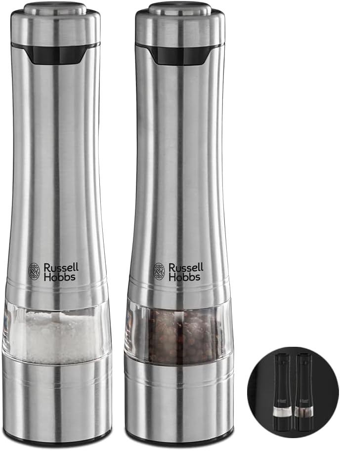 Russell Hobbs Elektrische Peper- en Zoutmolen Set - Geborsteld RVS - 2 stuks