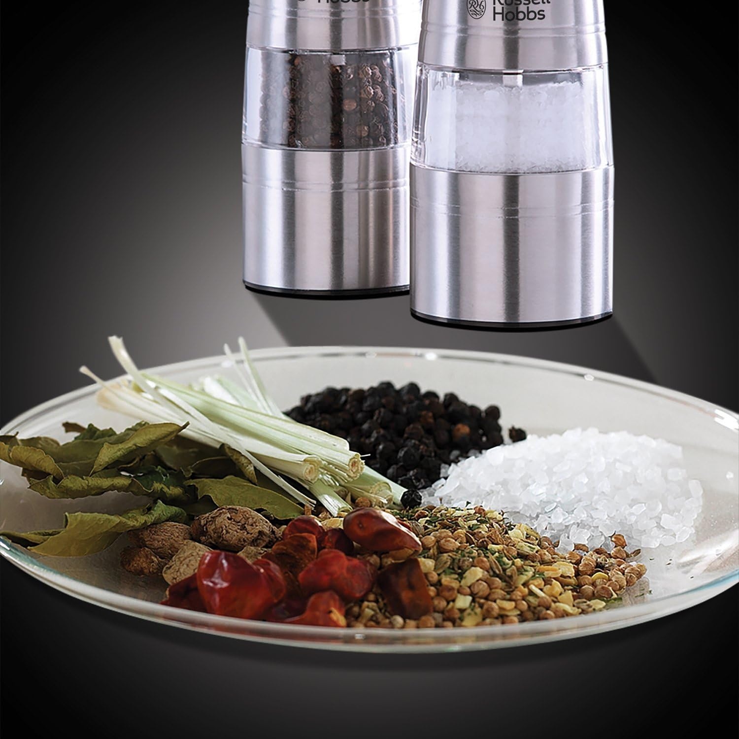 Russell Hobbs Elektrische Peper- en Zoutmolen Set - Geborsteld RVS - 2 stuks