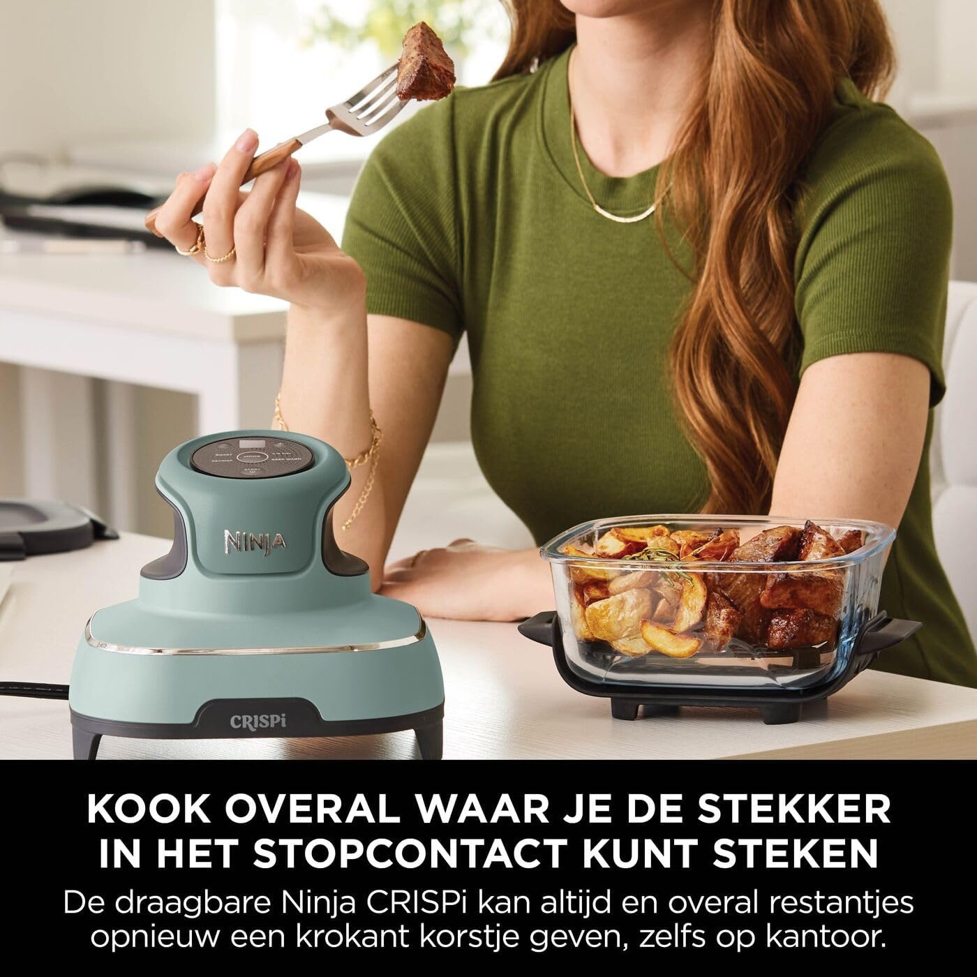 Ninja CRISPi Draagbare Airfryer, 3,8 L, 4-in-1: Airfry, Braden, Warmhouden