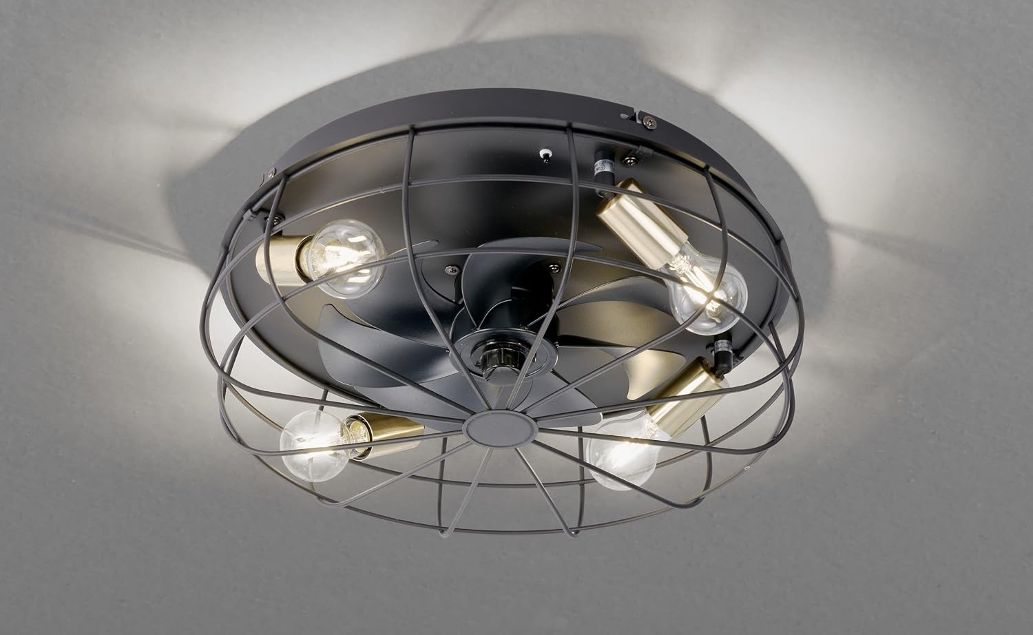 Matzwarte Plafondventilator met Lamp Ø 48 cm - 34% Korting