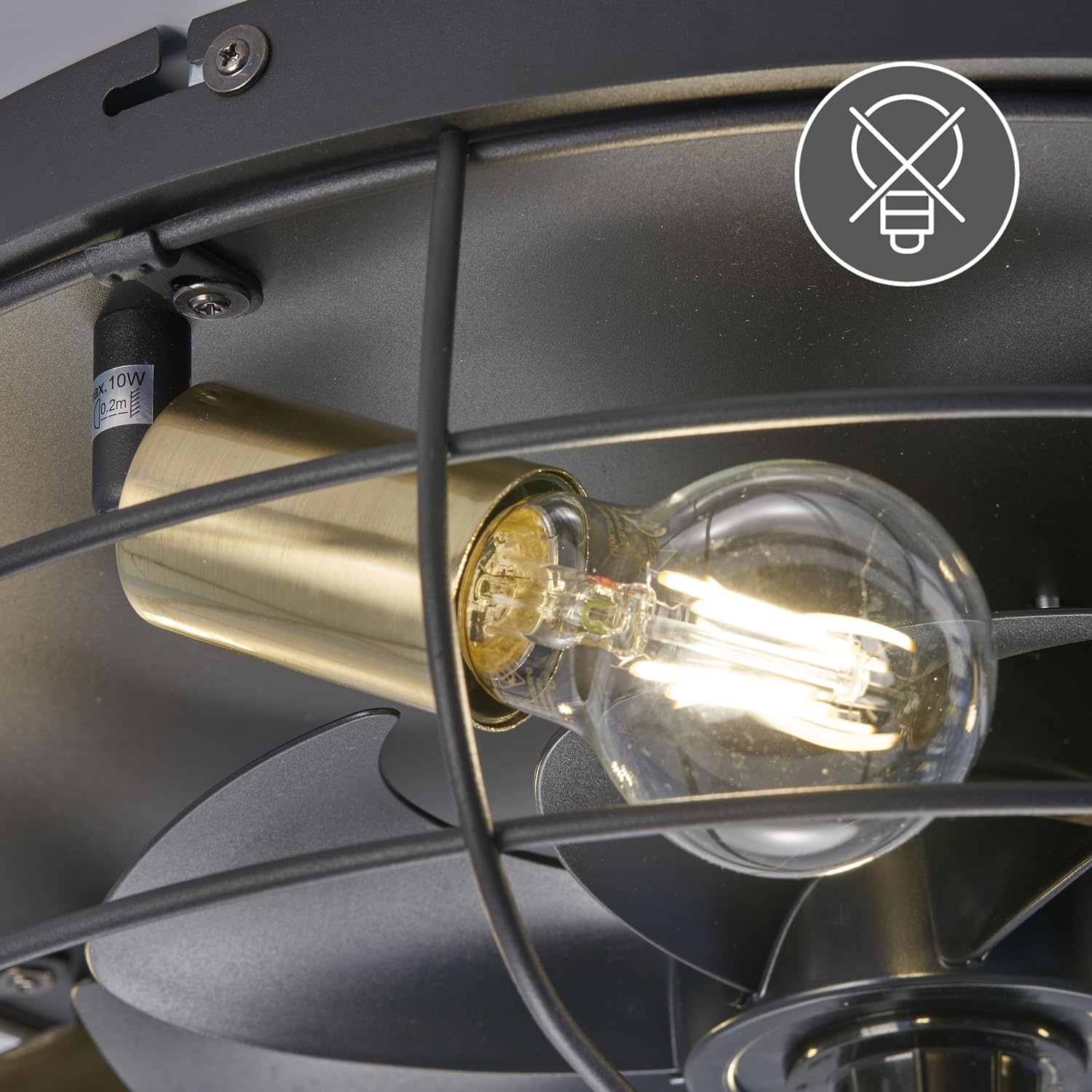 Matzwarte Plafondventilator met Lamp Ø 48 cm - 34% Korting