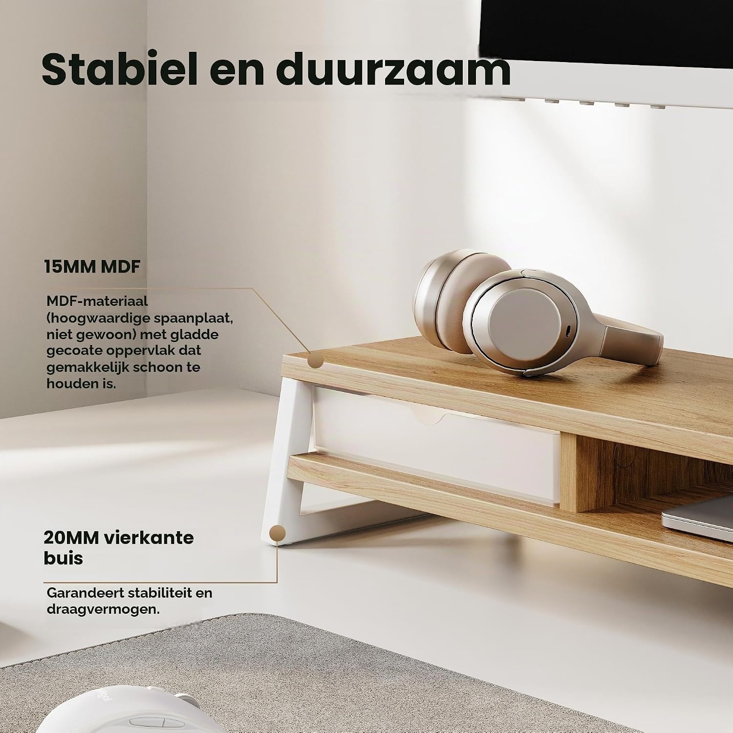 Dubbele Monitorstandaard Donker Eiken - 58% Korting