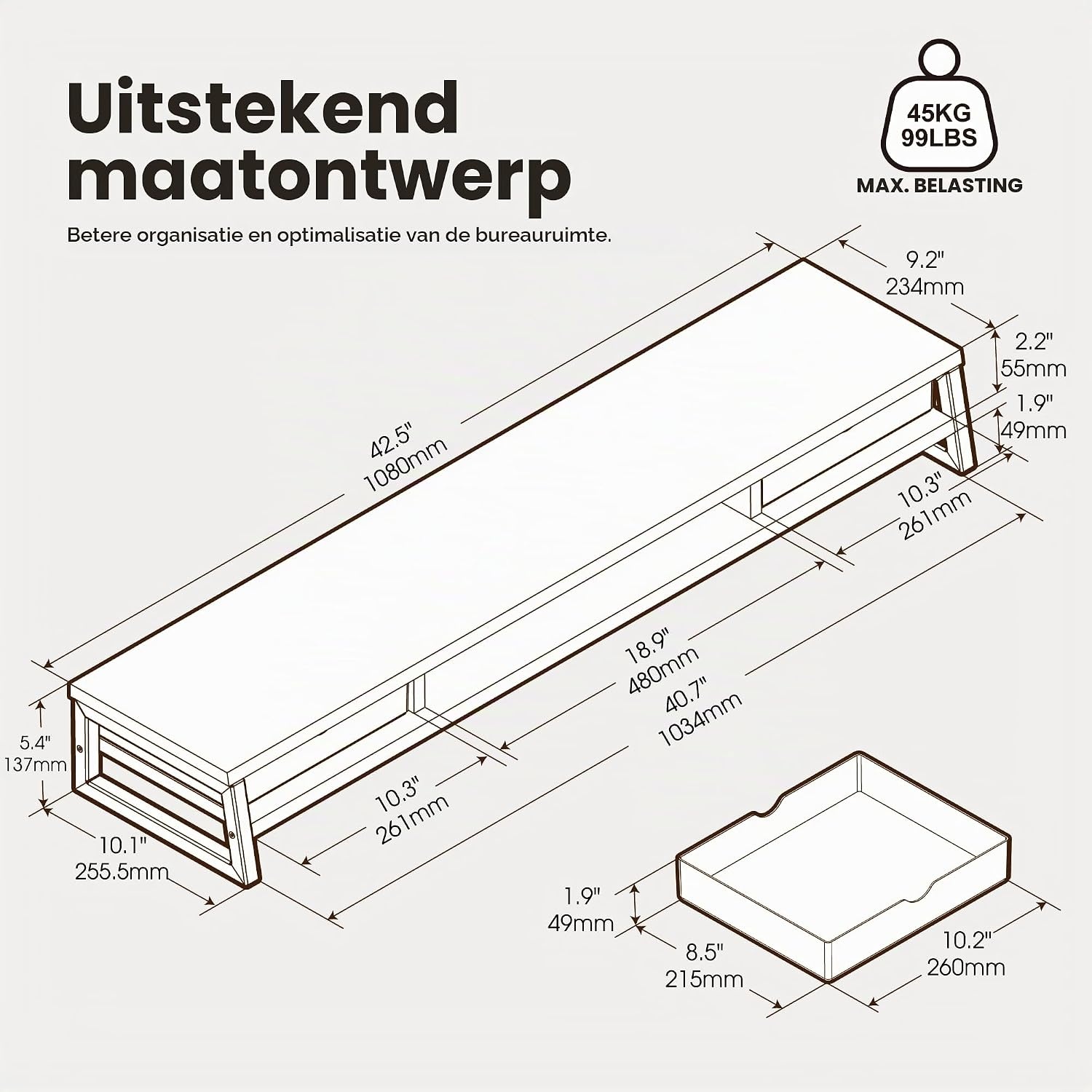 Dubbele Monitorstandaard Donker Eiken - 58% Korting