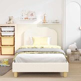Kinderbed Crème 90x200cm met Opberg Hoofdbord - 34% Korting