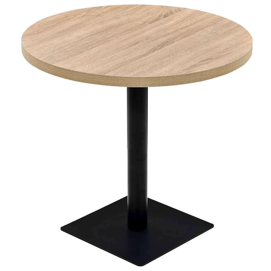 Bistrotafel Rond MDF & Staal Eikenkleur 80x75 cm - 35% Korting!