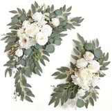 Kunstbloemenguirlande Wit 2-Delig - Pioenrozen & Rozen - 32% Korting