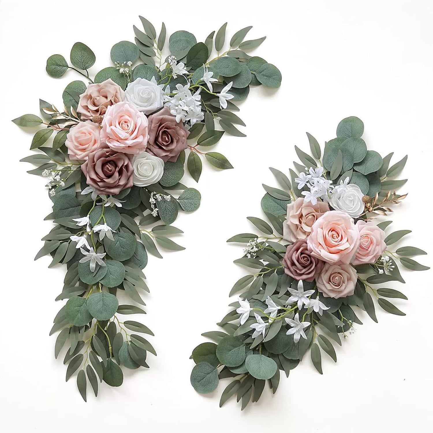Kunstbloemenguirlande Wit 2-Delig - Pioenrozen & Rozen - 32% Korting