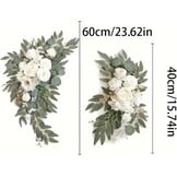 Kunstbloemenguirlande Wit 2-Delig - Pioenrozen & Rozen - 32% Korting