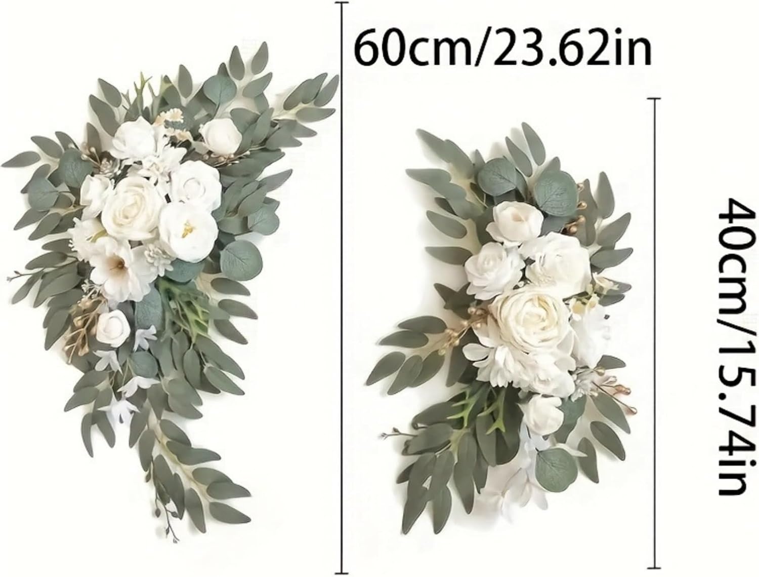 Kunstbloemenguirlande Wit 2-Delig - Pioenrozen & Rozen - 32% Korting