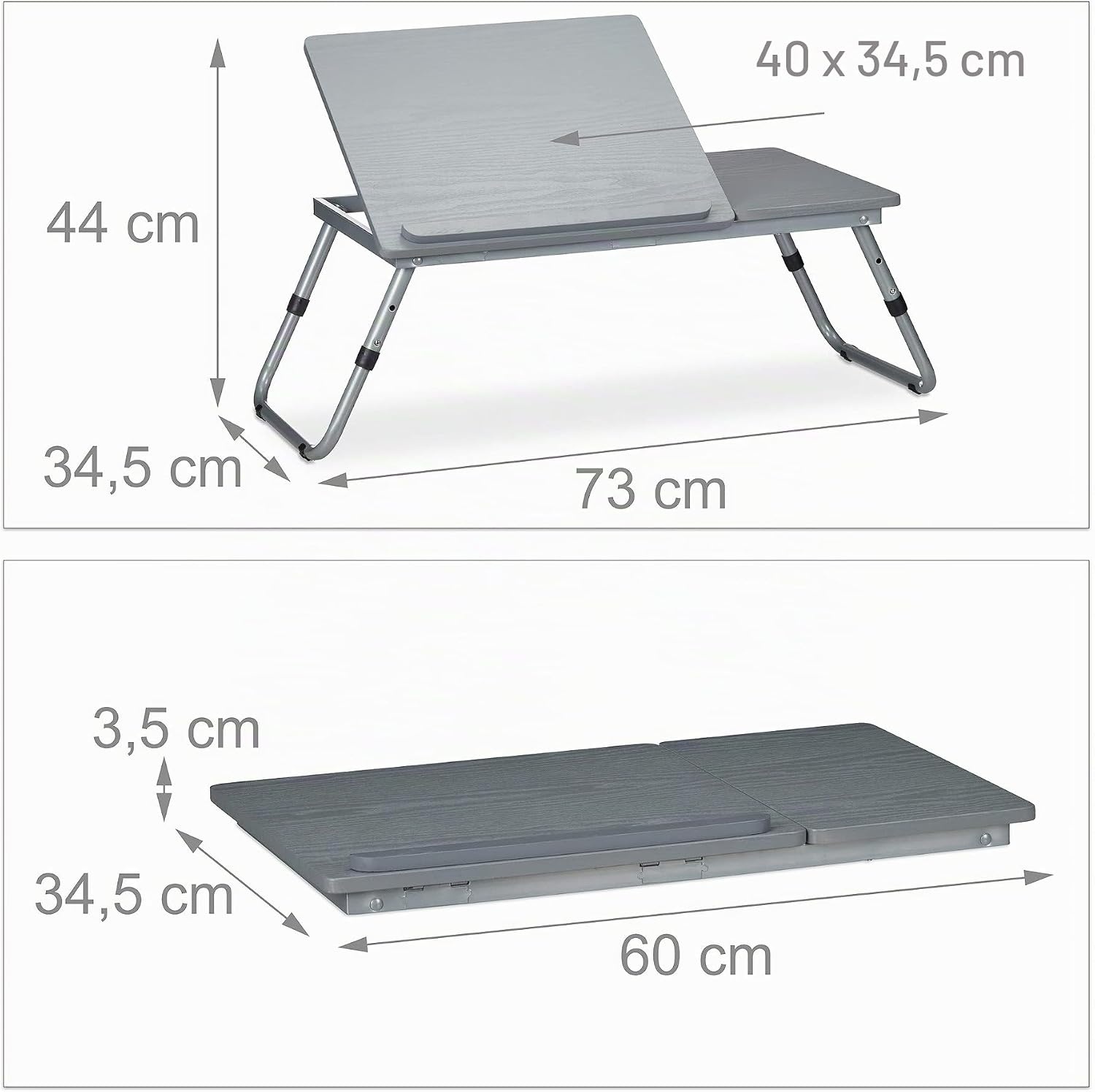 Inklapbare Laptoptafel met 4 Kantelstanden & 2 Hoogtes - Grijs (33% Korting)