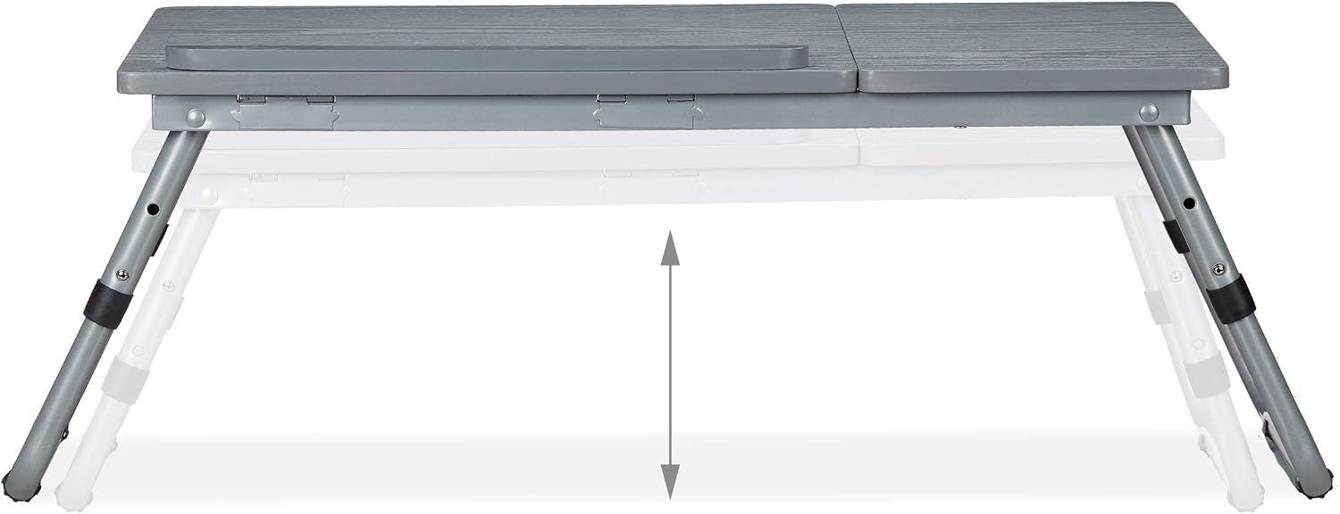 Inklapbare Laptoptafel met 4 Kantelstanden & 2 Hoogtes - Grijs (33% Korting)