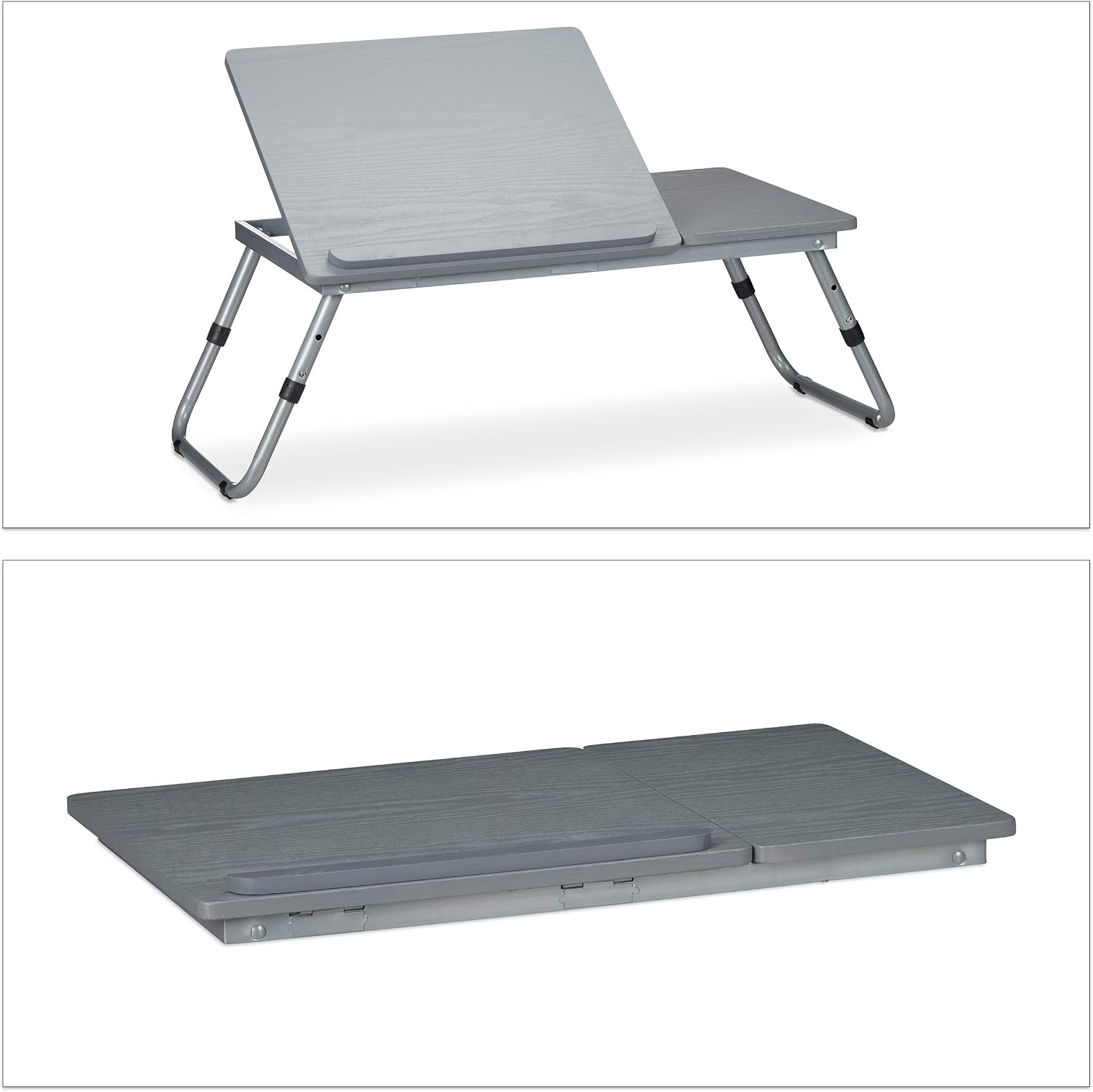 Inklapbare Laptoptafel met 4 Kantelstanden & 2 Hoogtes - Grijs (33% Korting)