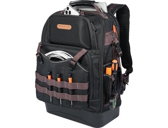 Gereedschapsrugzak 45L, 76 Vakken, Laptopvak, Waxed Canvas - 35% Korting