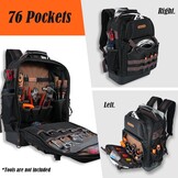 Gereedschapsrugzak 45L, 76 Vakken, Laptopvak, Waxed Canvas - 35% Korting
