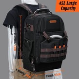 Gereedschapsrugzak 45L, 76 Vakken, Laptopvak, Waxed Canvas - 35% Korting