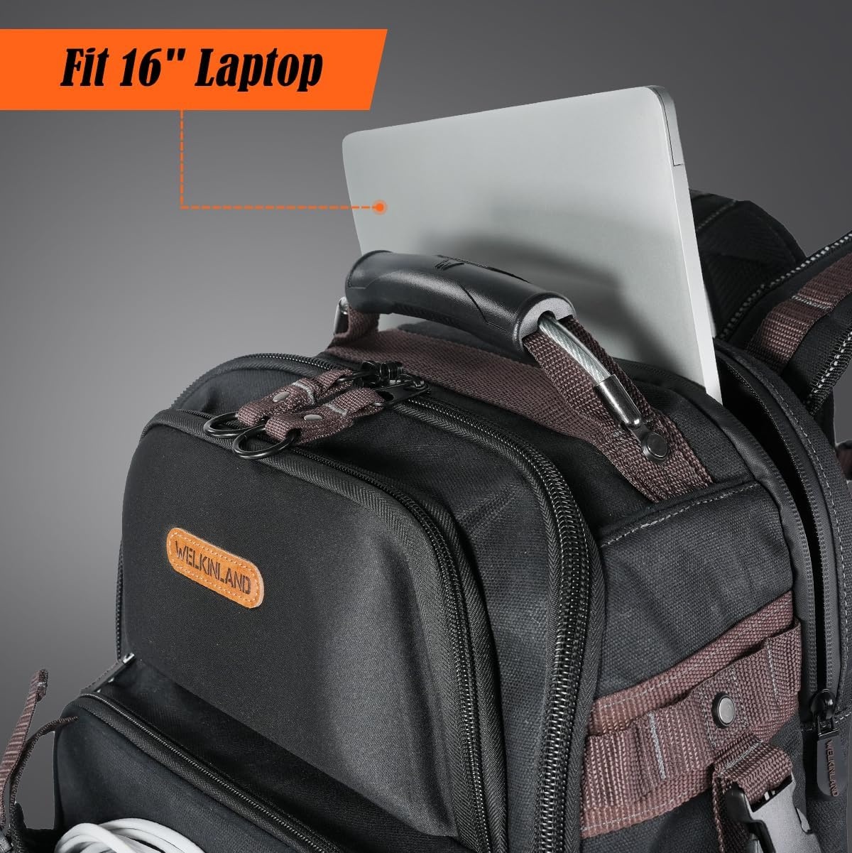 Gereedschapsrugzak 45L, 76 Vakken, Laptopvak, Waxed Canvas - 35% Korting