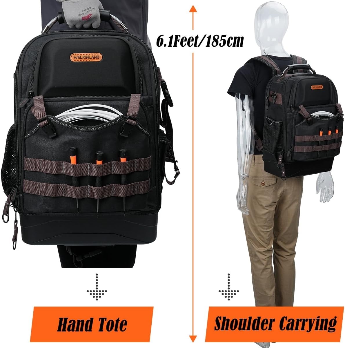 Gereedschapsrugzak 45L, 76 Vakken, Laptopvak, Waxed Canvas - 35% Korting