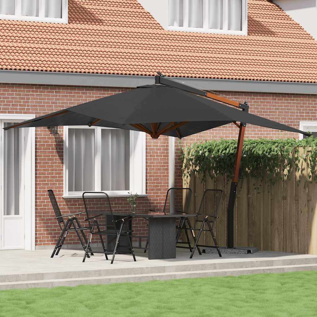 Zweefparasol 400x300cm Antraciet met Houten Paal - 54% Korting!