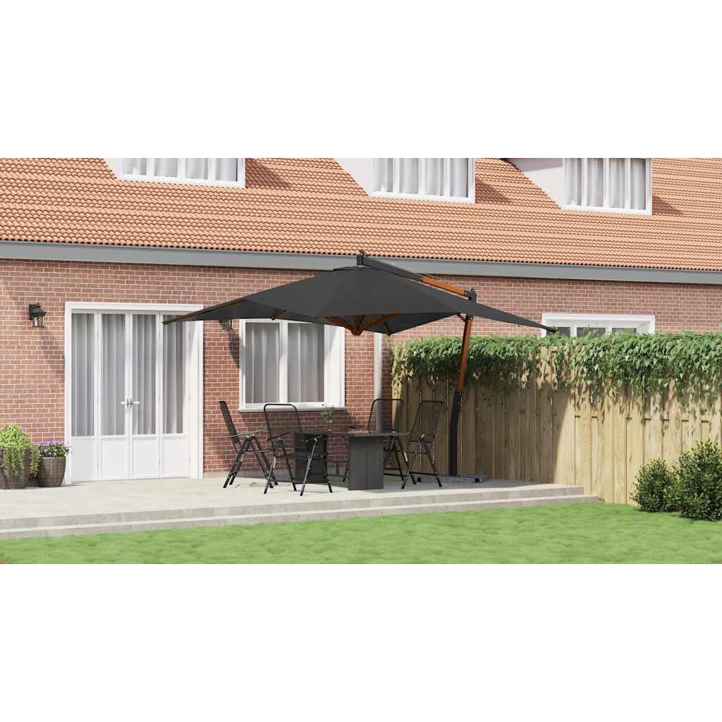 Zweefparasol 400x300cm Antraciet met Houten Paal - 54% Korting!
