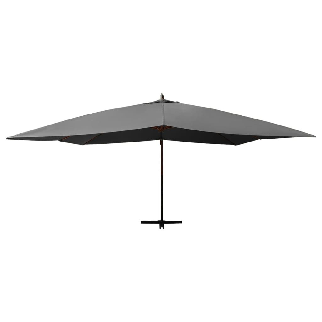 Zweefparasol 400x300cm Antraciet met Houten Paal - 54% Korting!