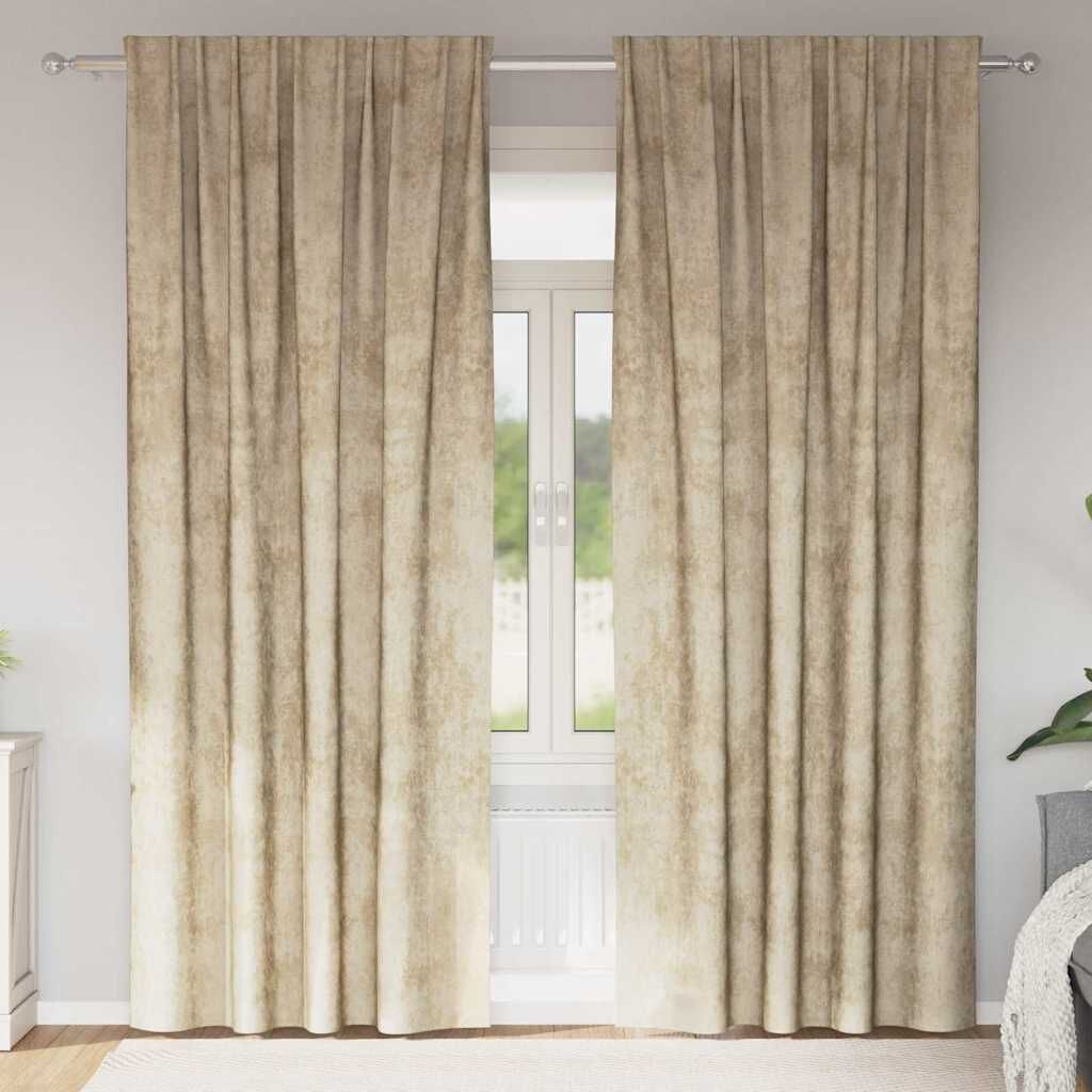 VidaXL Verduisteringsgordijnen Crème 260 x 140 cm Fluweel - 33% Korting