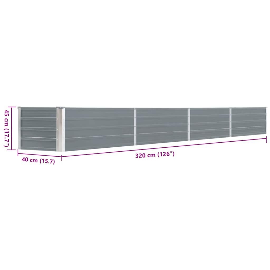 Verhoogde Plantenbak Grijs Gegalvaniseerd Staal 320x40x45 cm - 34% Korting!