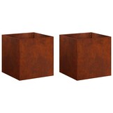 vidaXL Plantenbak Roestkleurig Staal - 2 stuks - 45x45x45 cm (53% Korting)