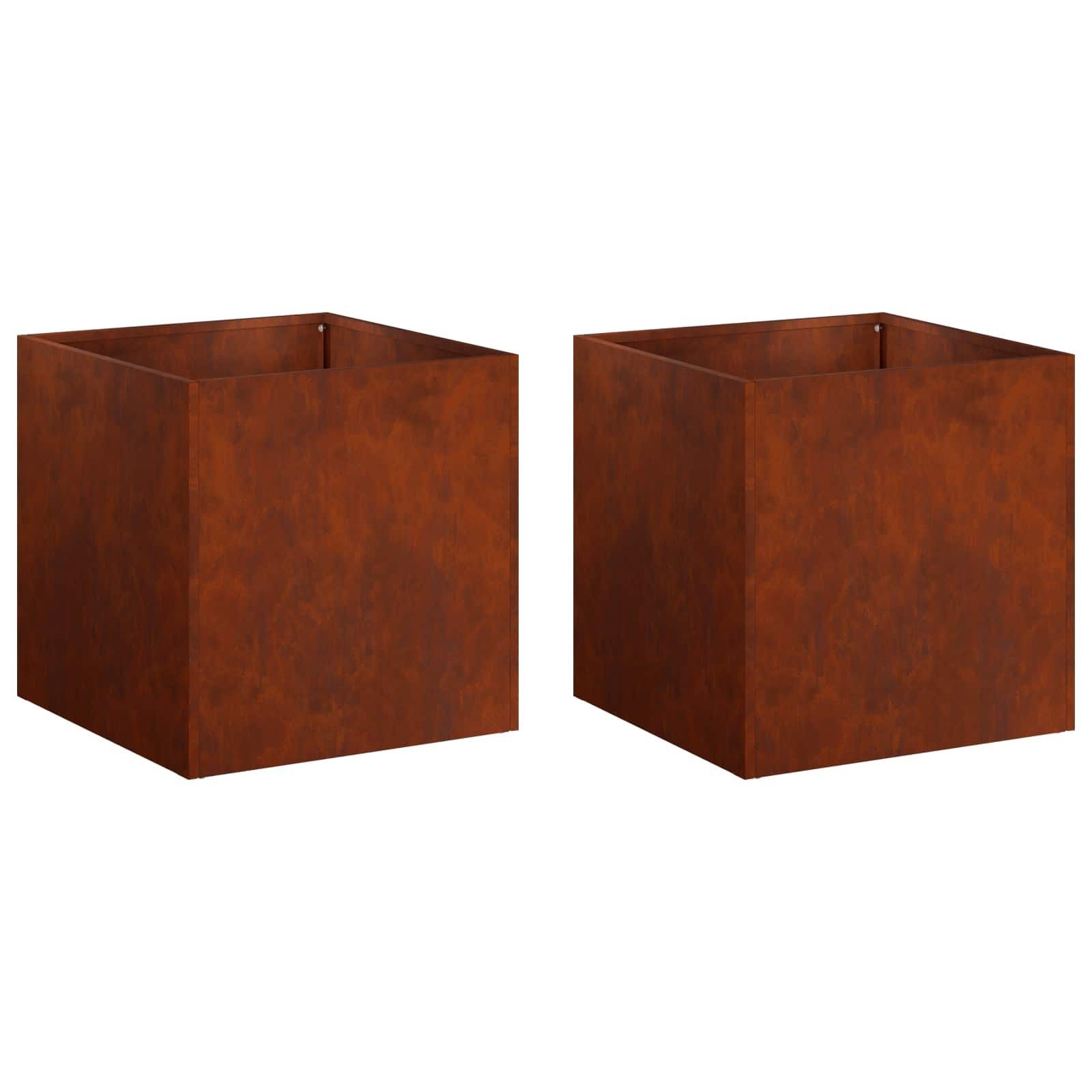 vidaXL Plantenbak Roestkleurig Staal - 2 stuks - 45x45x45 cm (53% Korting)