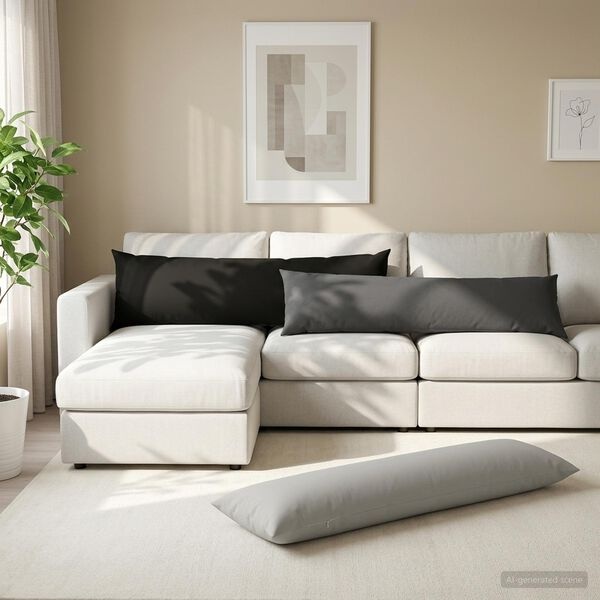 vidaXL Kussensloop HEERLEN Antraciet (2 stuks) 40x145cm Polyester - 31% Korting