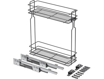 Uittrekbare Kastorganizer 200mm Keuken 2 Niveaus Antraciet Staal - 33% Korting