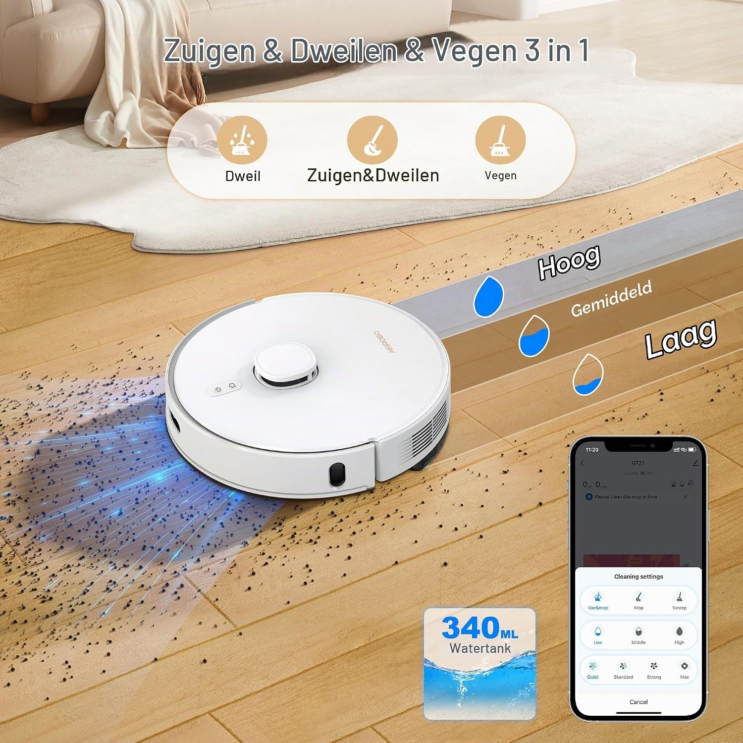 Robotstofzuiger met Dweilfunctie & 3,5L Zuigstation - 35% Korting!