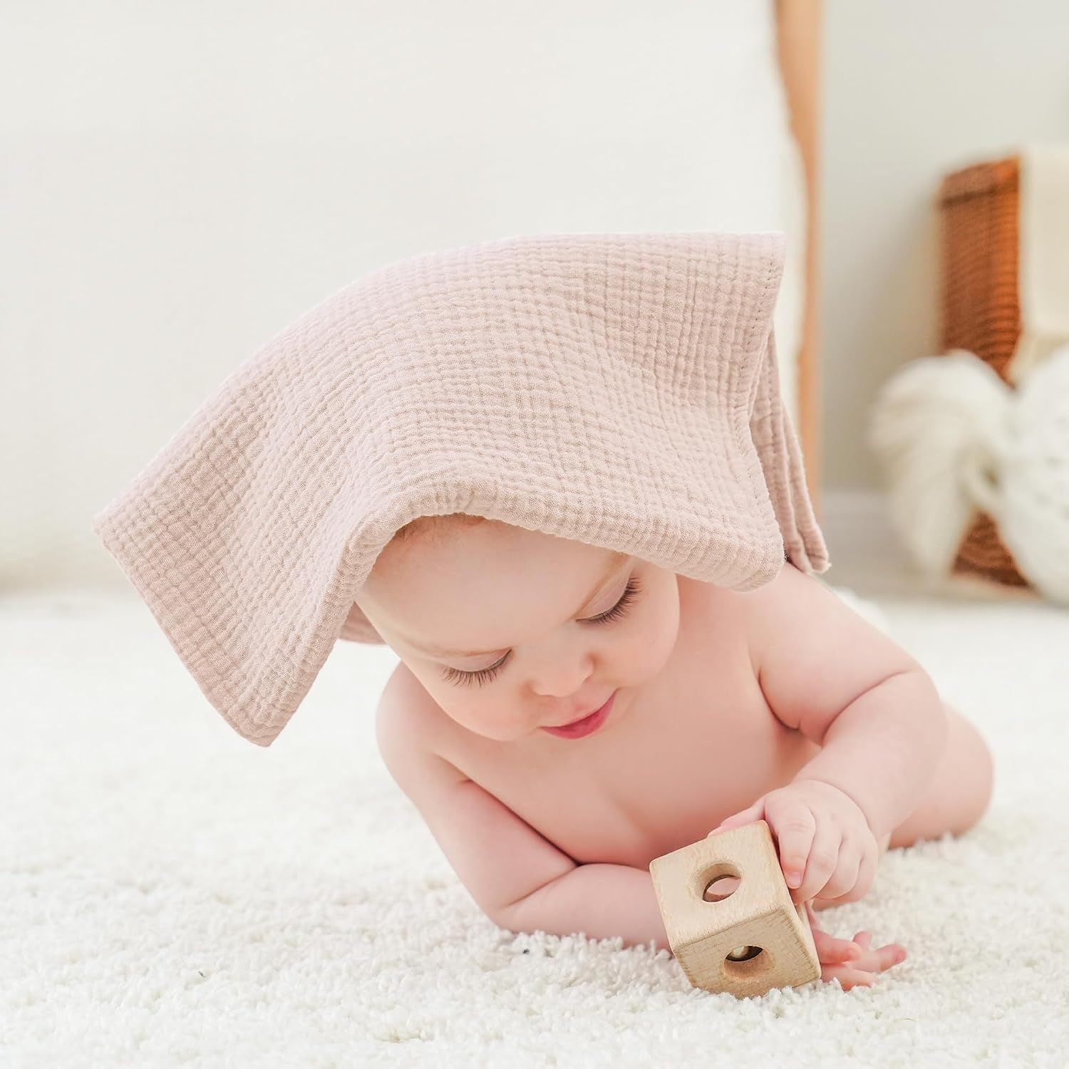 Zachte Molton Baby Doeken (3 stuks) - 100% Katoen - 60x60cm - Roze Hart - 37% Korting