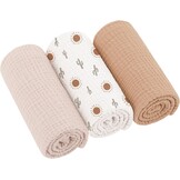 Zachte Molton Baby Doeken (3 stuks) - 100% Katoen - 60x60cm - Roze Hart - 37% Korting