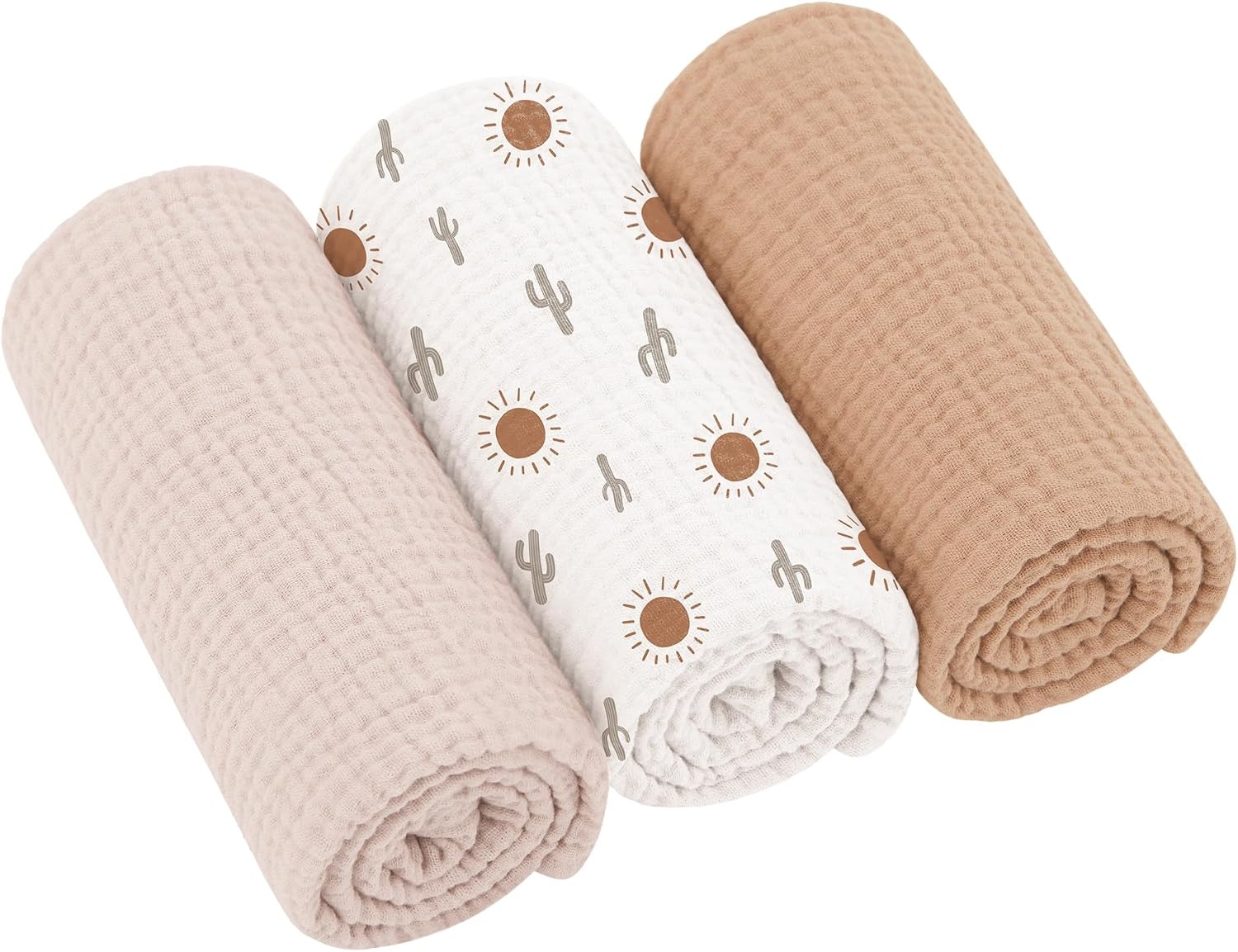 Zachte Molton Baby Doeken (3 stuks) - 100% Katoen - 60x60cm - Roze Hart - 37% Korting
