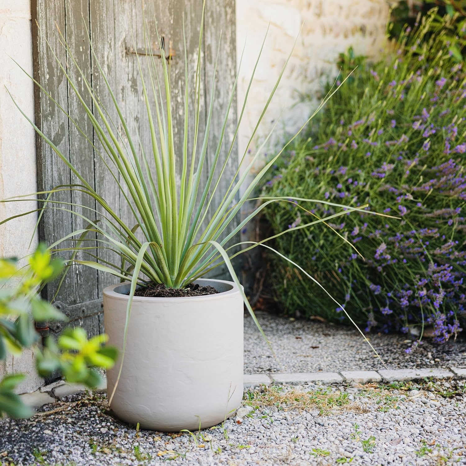 Kunststof Plantenpot Steenlook 33% Korting | Ø 38,5 x H 36,8 cm Kalkbeige