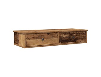 Wandschap met 3 Lades - Bewerkt Hout - Oud Houtkleurig - 34% Korting