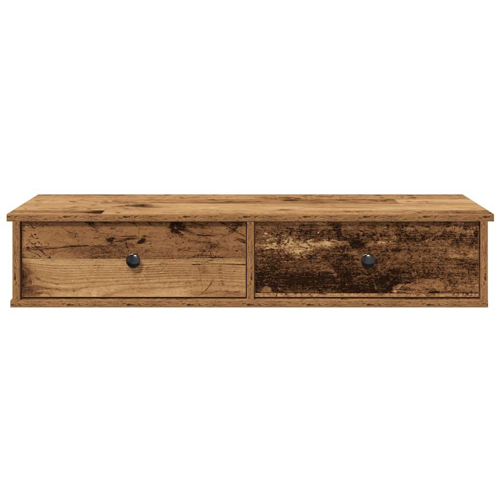 Wandschap met 3 Lades - Bewerkt Hout - Oud Houtkleurig - 34% Korting