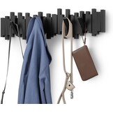 Wandkapstok met 8 Haken Zwart | 33% Korting | Gemaakt van Gerecycled Plastic