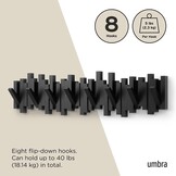 Wandkapstok met 8 Haken Zwart | 33% Korting | Gemaakt van Gerecycled Plastic