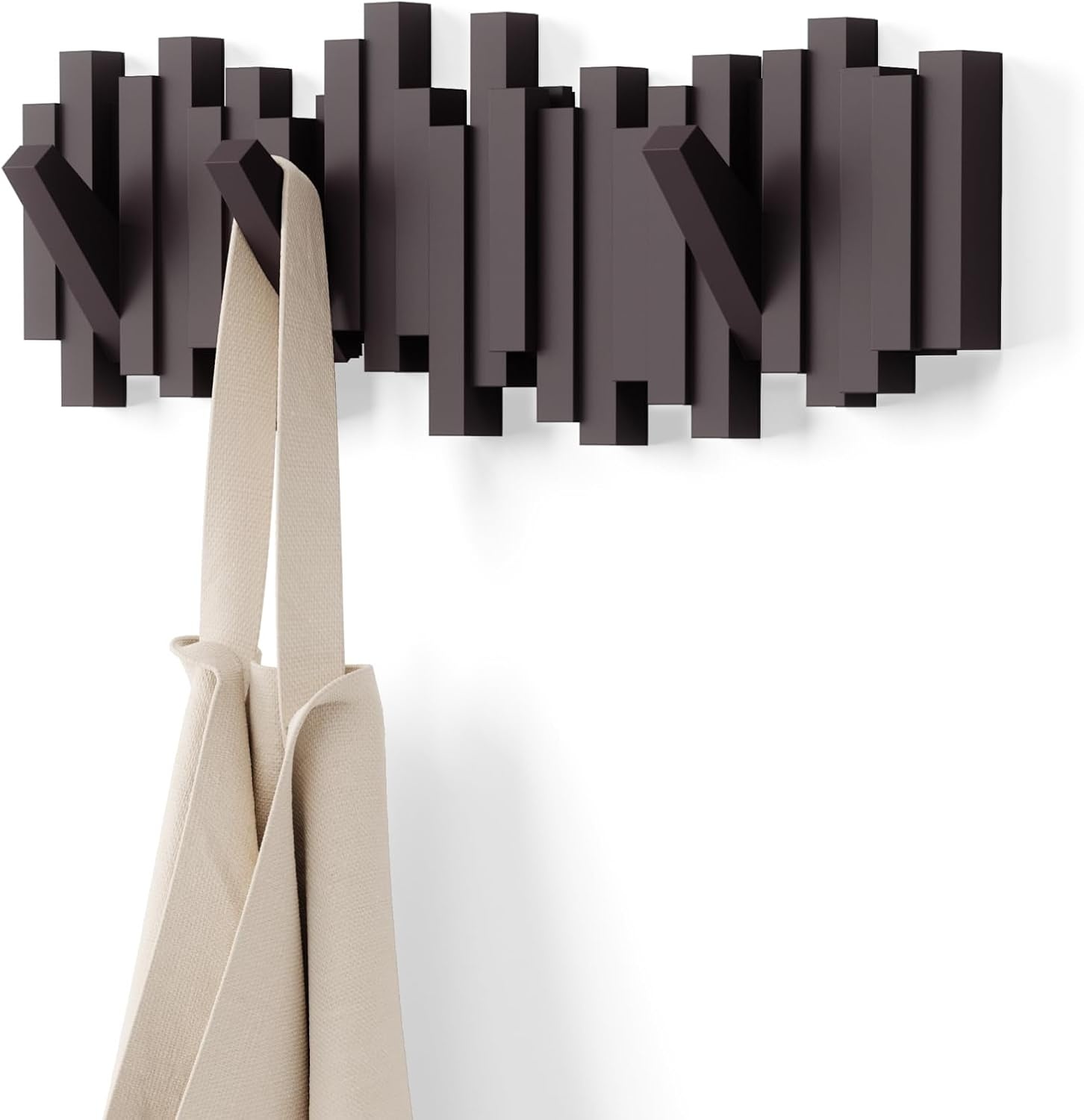Wandkapstok met 8 Haken Zwart | 33% Korting | Gemaakt van Gerecycled Plastic