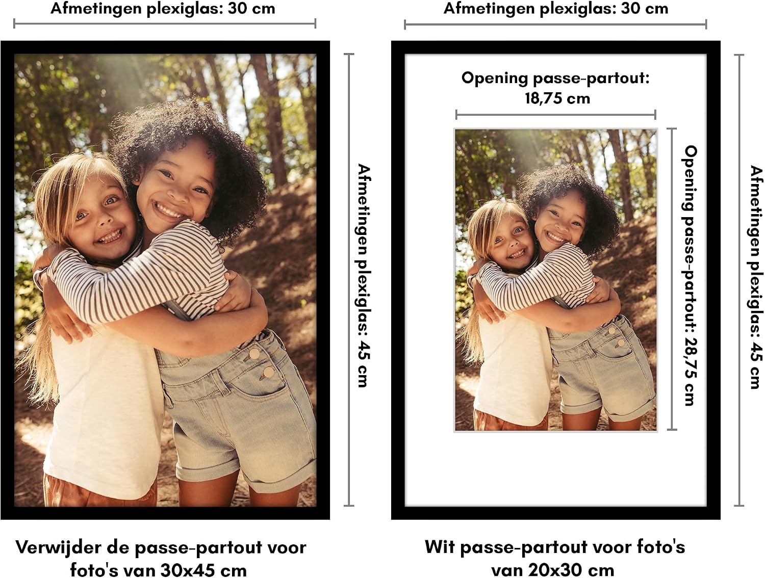 Fotolijst Zwart 30x45 cm met Korting - Slim Ontwerp met Passe-partout
